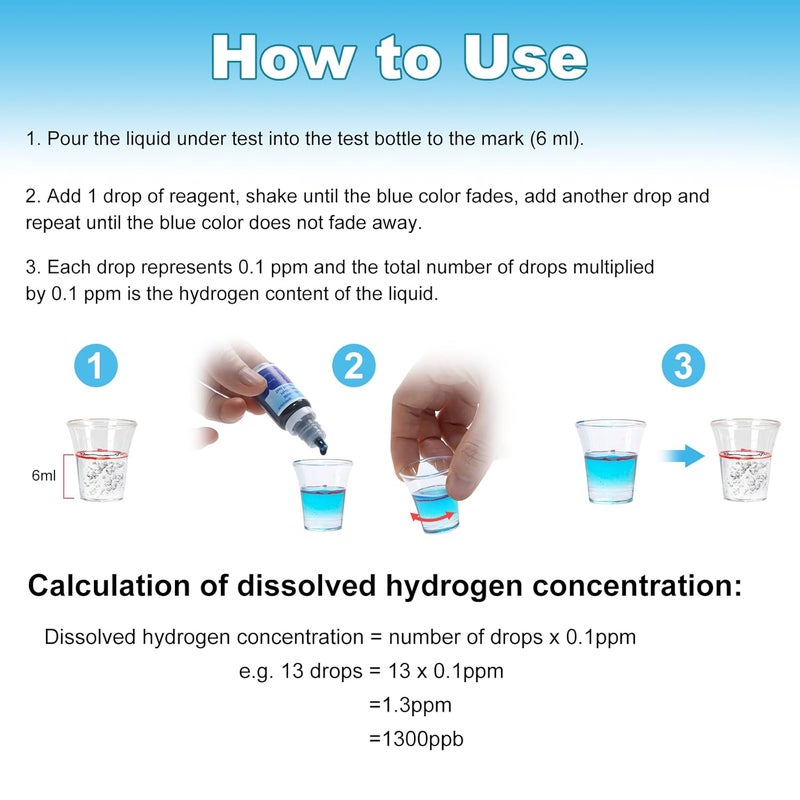 Kueysing Hydrogen Test Reagent，Dissolved Hydrogen Test Reagent ，H2Blue，Test The Concentration of Hydrogen Molecules in Water - Image 4